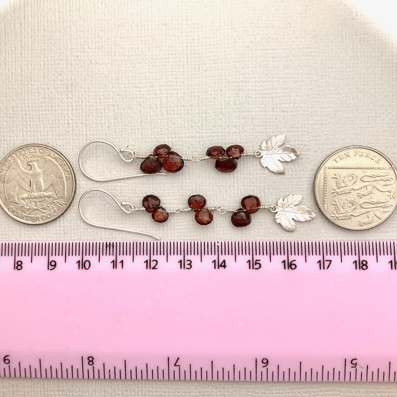 Garnet & Maple Leaf Silver Earrings image 8