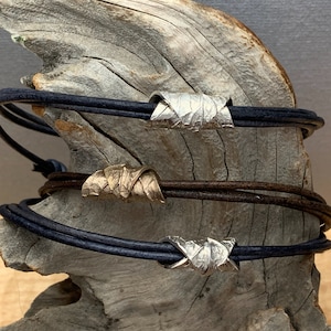 Silver or Bronze Leaf Leather Wrap Bracelets/Necklaces