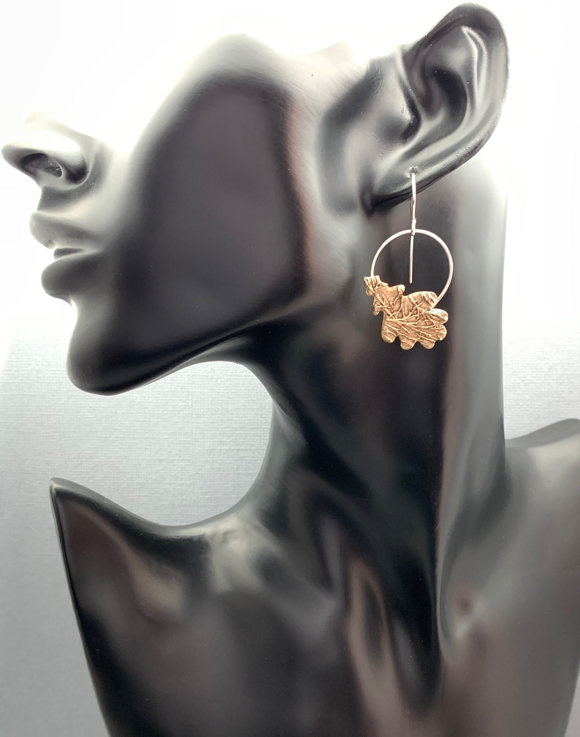 Bronze and Silver Leaf Earrings Etsy UK