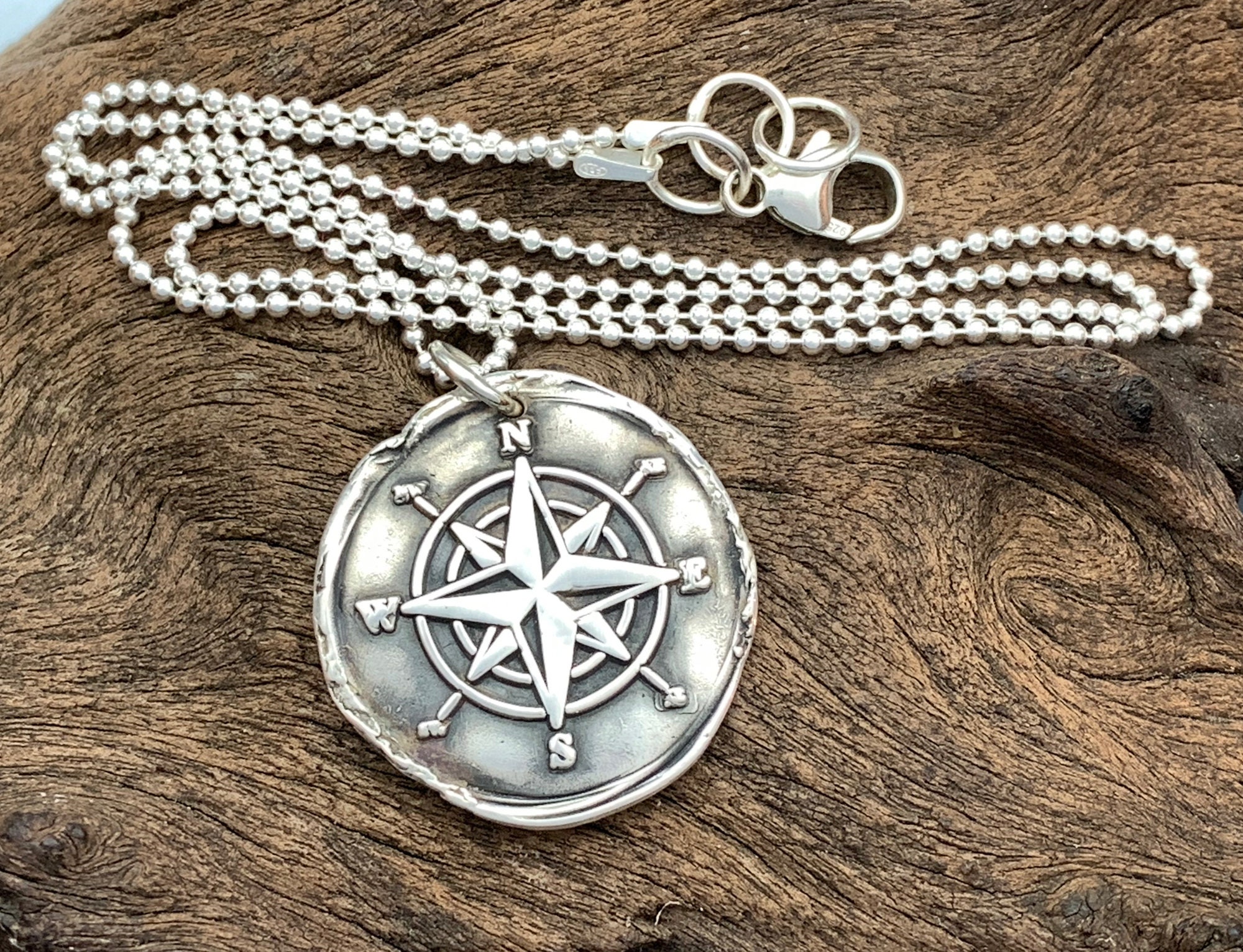Compass Wax Seal Pendant in Fine/sterling Silver, Handcrafted OOAK Gifts  for Him/her - Etsy
