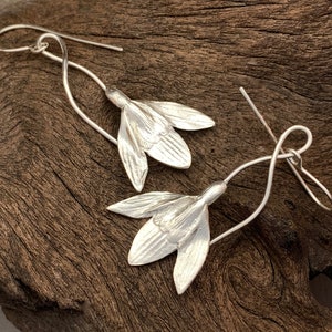 Snowdrop Silver Earrings, gifts for her