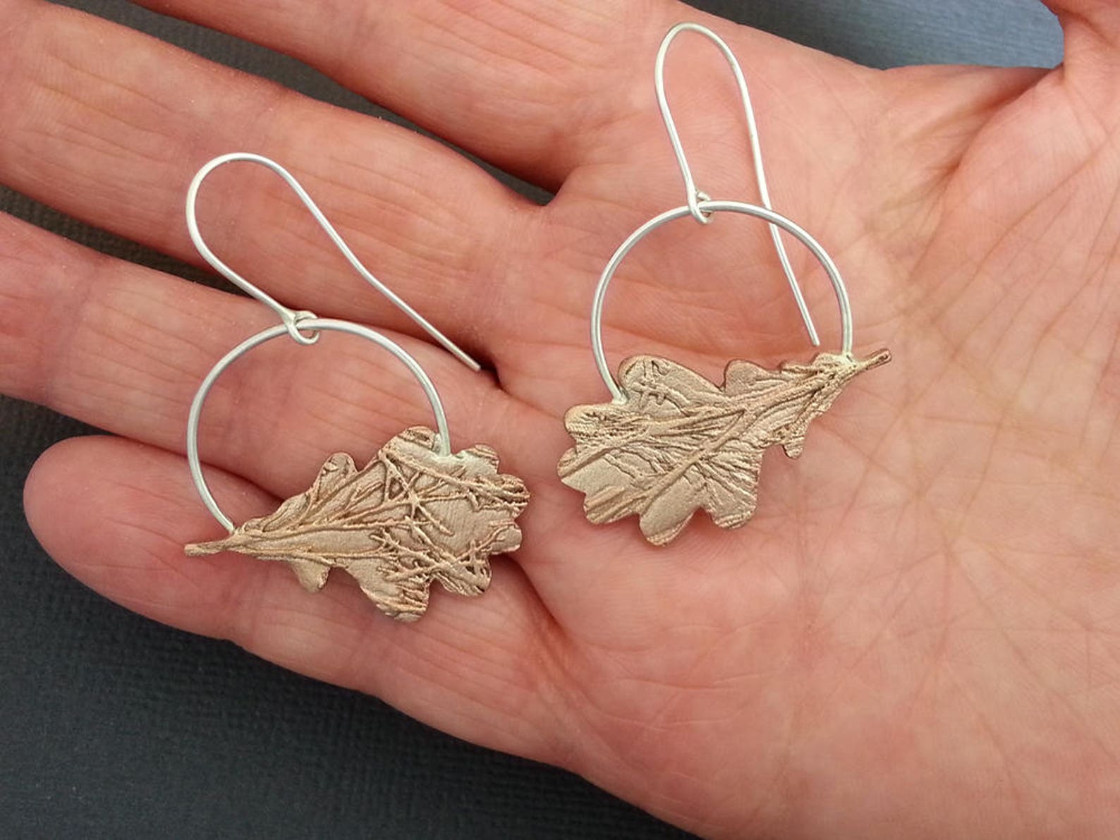 Bronze and Silver Leaf Earrings Etsy UK