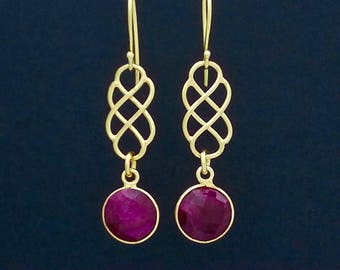 Ruby celtic knot vermeil earrings
