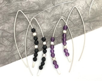 Onyx/Amethyst Gemstone Silver Threaders