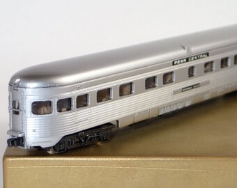 Vintage N Scale Trains, ATLAS Trains, Railroad Toy Trains, Pennsylvania Central, "Genesse River", Observation Train, Passenger Coach Car