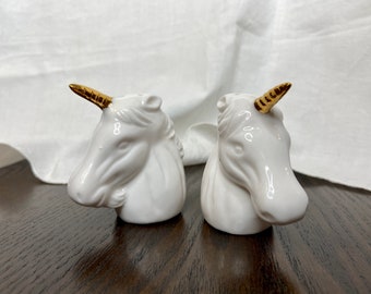 Vintage Ceramic Unicorn Salt and Pepper Shaker Set Dollar King 1992 Vintage Ceramic Unicorn Salt and Pepper Shaker Set Dollar King 1992