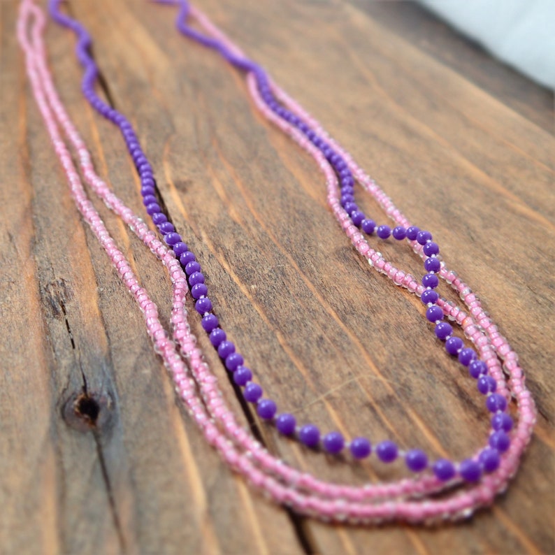 Vintage Layer Necklace Boho Necklace Purple Necklace Simple Necklace Seed Bead Necklace Hippy Jewelry Lady Necklaces Beaded Necklace