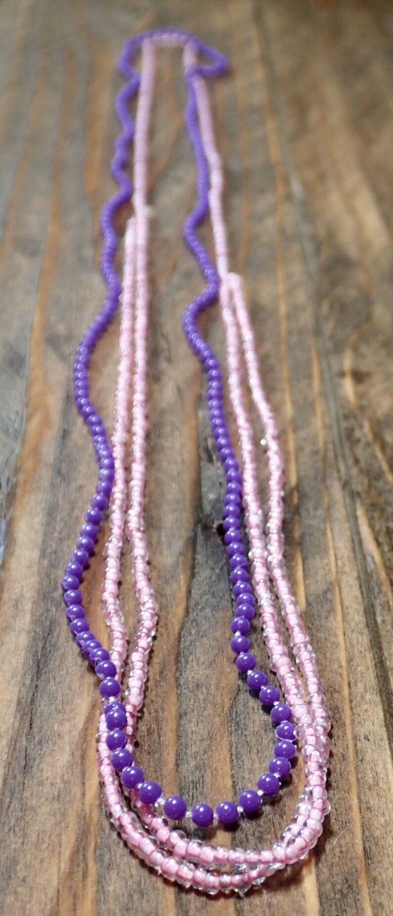 Vintage Layer Necklace Boho Necklace Purple Necklace Simple Necklace Seed Bead Necklace Hippy Jewelry Lady Necklaces Beaded Necklace