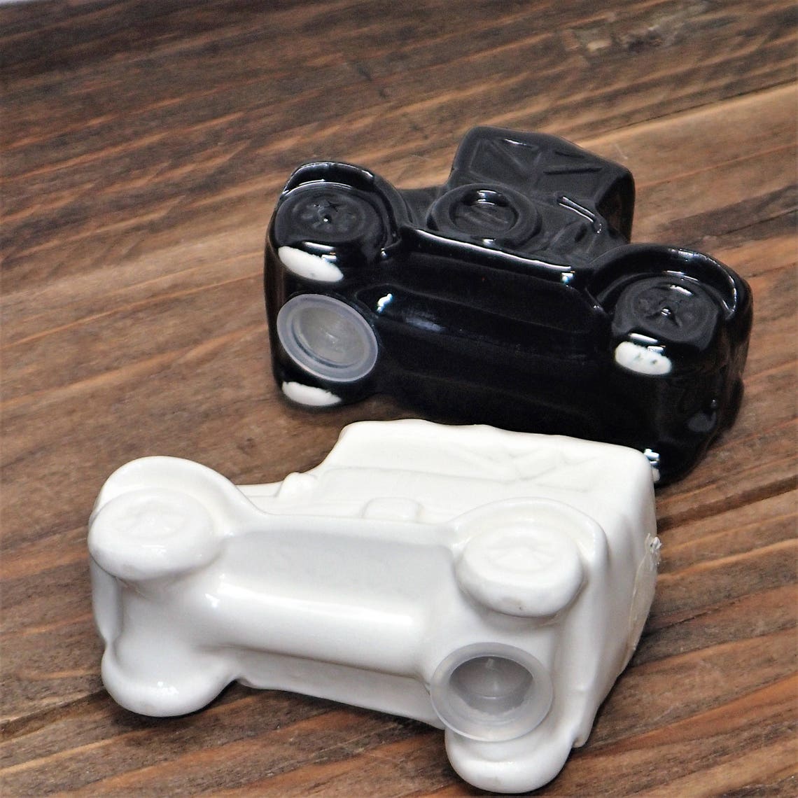 Vintage Salt and Pepper Shakers Ceramic Cars Old Car Black | Etsy