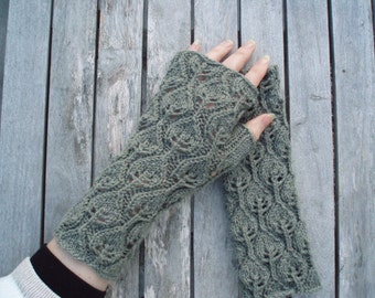 PDF knitting pattern, Leaves and Buds fingerless gloves, 2 patterns in 1