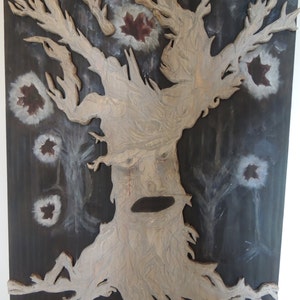 Weirwood Heart Tree timber bed headboard/wall hanging Hand carved Game of Thrones piece. image 3