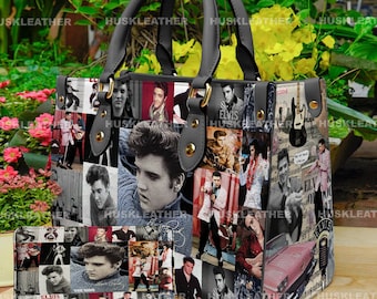 Elvis Presley Music Women Leather Handbag,Elvis Presley Wallet,Custom Leather Bag,Elvis Presley Lover Handbag,Personalized Bag, Gift For Mom