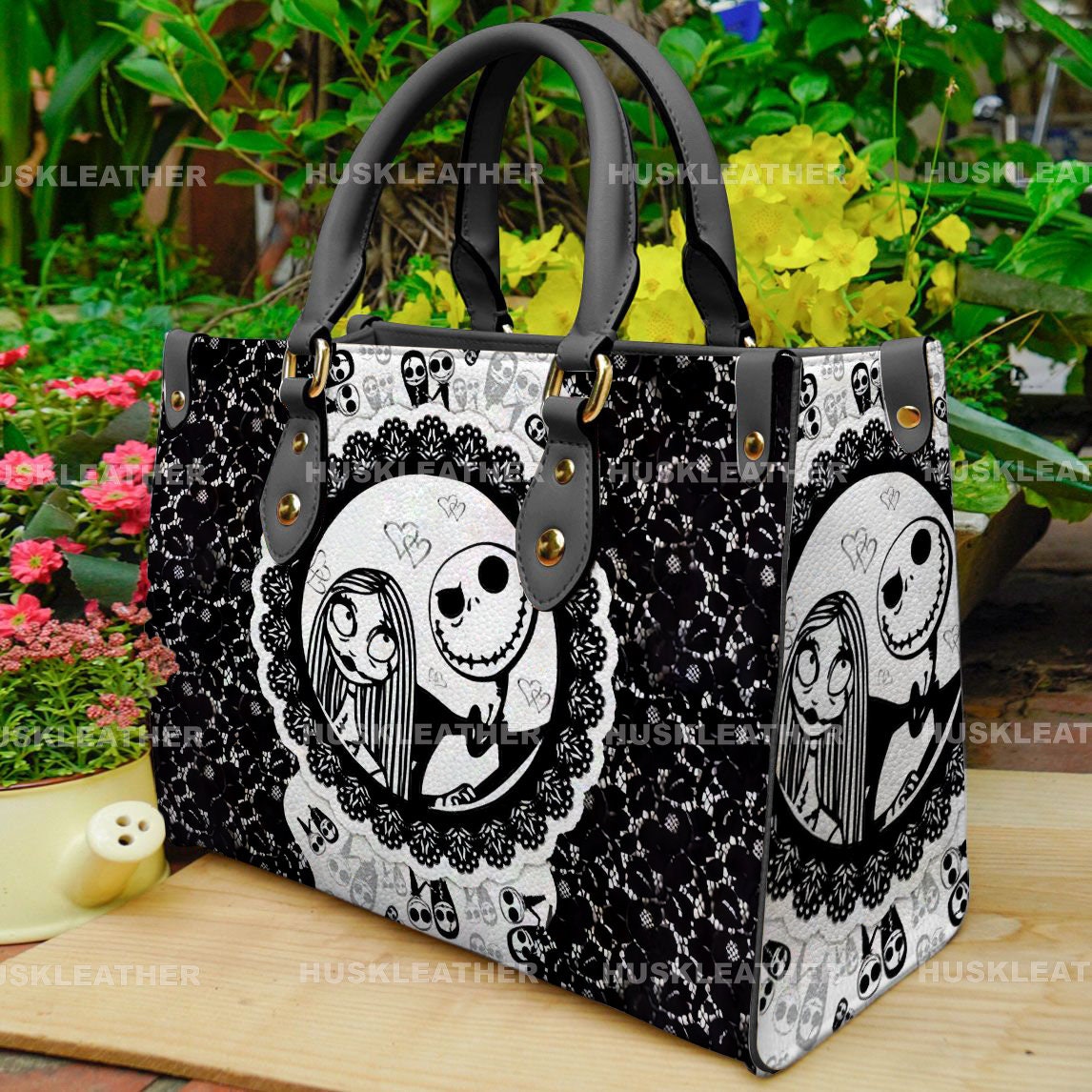 Jack and Sally Nightmare Before Christmas Leather Handbag