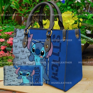 Lilo and Stitch cartoon leren dameshandtas, Stitch Lover's handtas, Stitch portemonnee, aangepaste leren tas, gepersonaliseerde tas, Stitch cadeau voor moeder