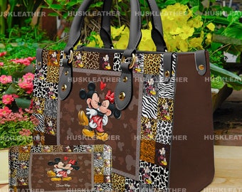 Bolso de mano de cuero personalizado con dibujos animados de Mickey Minnie Disney, bolso de mujer de Mickey, bolso de mano para amantes de Mickey, bolso de cuero personalizado, bolso cruzado