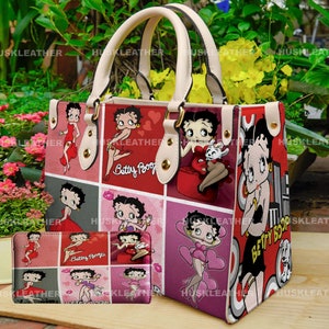 Betty Boop Cartoon Frauen Lederhandtasche, Betty Boop Liebhabers Handtasche, Betty Boop Brieftasche, benutzerdefinierte Ledertasche, personalisierte Tasche, Geschenk für Mutter