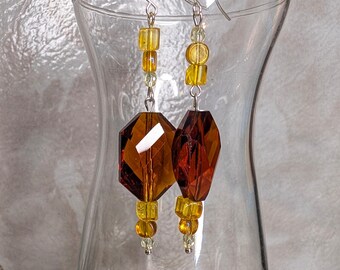 Big Crystal and Yellow Quartz Earrings