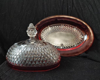 Indiana Glass Diamond Point Butter Dish