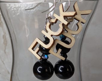 Lady Swears Black Ball Earrings