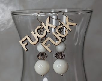 White Sparkly Lady Swears Earrings