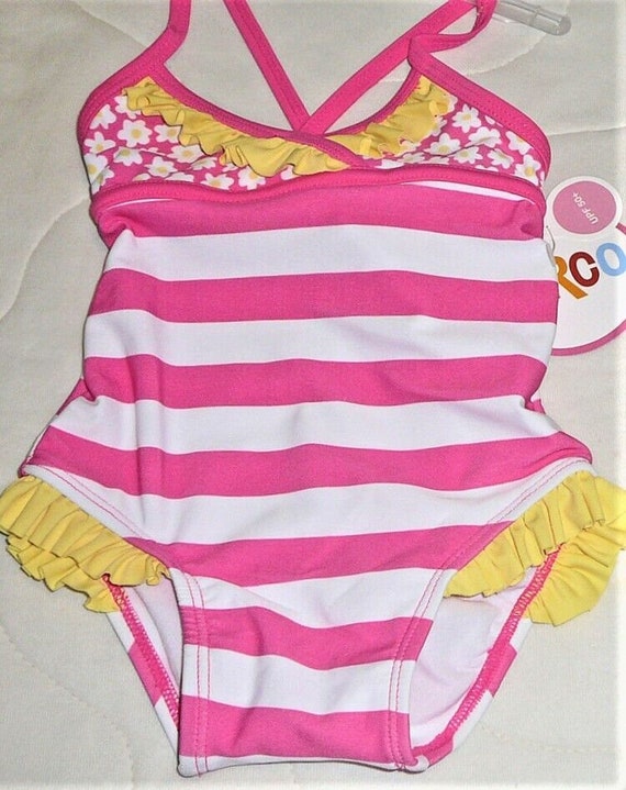 Baby Infant Beach One piece Pink Swimsuit Twins 2 Preemie 3 6 Mos
