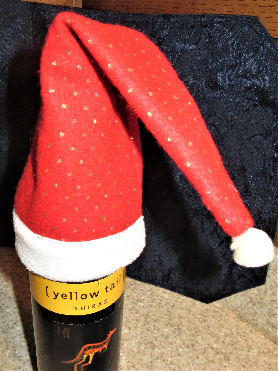 Red/ Silver Santa Wine Bottle Hat Gnome Style Christmas Cap Etsy