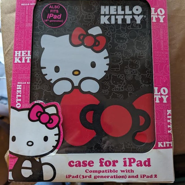hello kitty cartoon Sanrio black folder solid travel case iPad 2,3,4 cover