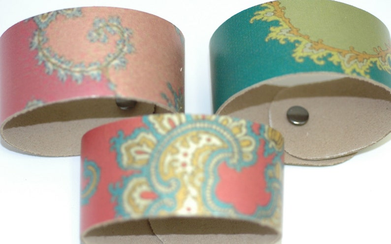 Wonderfully colored Bohemian leather bracelets-1.5 x 9 Genuine Leather Cuff image 2