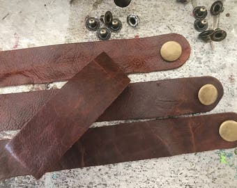 Wholesale 1 Inch Wide Genuine DISTRESSED Brown Leather Cuff Bracelet - Cuff Wristband -3pk Cuff Blank # 116