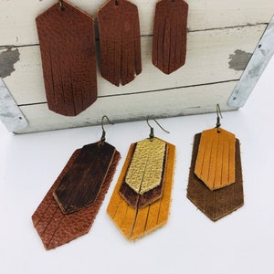 Fringe Leather Earrings-Leather Teardrop Earrings-Rustic Boho Chic-1.5-3&quot;Pre-Cut Earrings- Diy Craft Supplies- Pre-Cut leather Shapes-