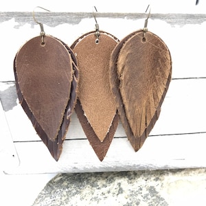 Blatt Fransen Leder Ohrringe-Lederohrringe-Rustikale Boho Chic-2.5-3&quot;Vorgeschnittene Ohrringe- Diy Bastelbedarf- Vorgeschnittene Lederformen-