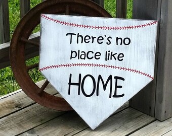 Grote Baseball teken - Theres No Place Like Home - houten Softbal teken - thuisplaat honkbal Wall Decor - meisjes Softbal Decor