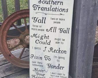 Southern Translation Sign - Southern Wall Sign - Southern Wall Decor - Definitions for the South - Wooden Sign - Southern Heritage - Plaque