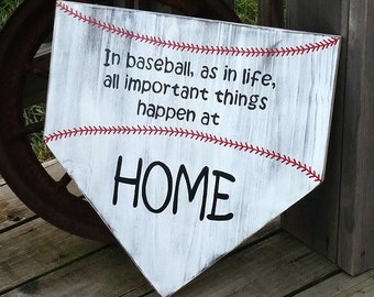 Baseball Sign - Homeplate Sign - Wooden Softball Sign - Home Plate Wall Sign - Sports Sign - Softball Decor - In Baseball As In Life