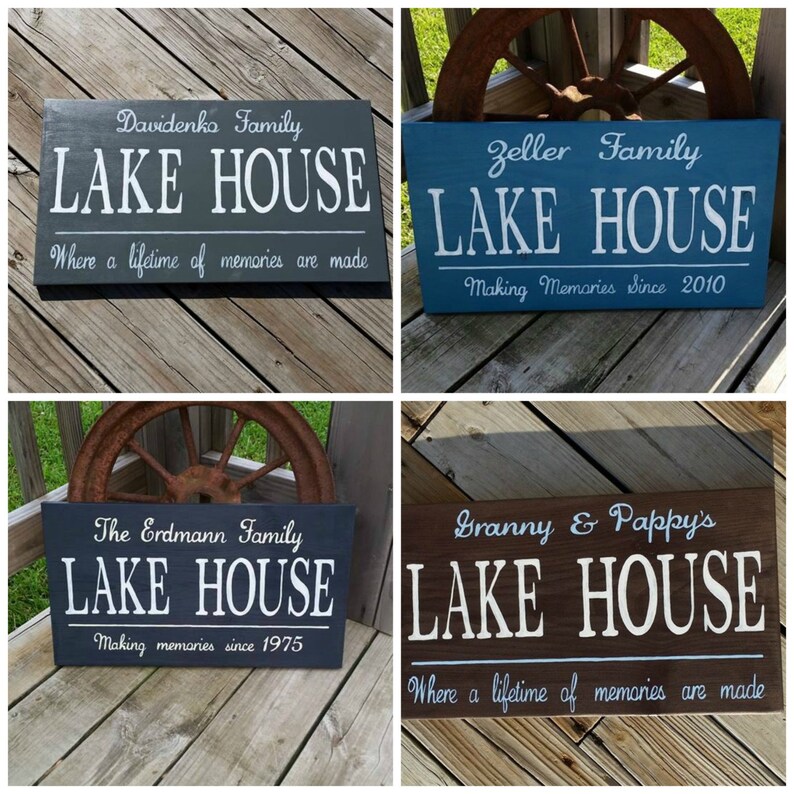 Personalized Family Lake House Sign Lakehouse Name Wood Etsy