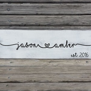 Farmhouse Sign - Wooden Wedding Sign - Rustic Wedding Decor - Couples Sign - Anniversary Gift - Home Decor - Wood Name Art - Wood Sign