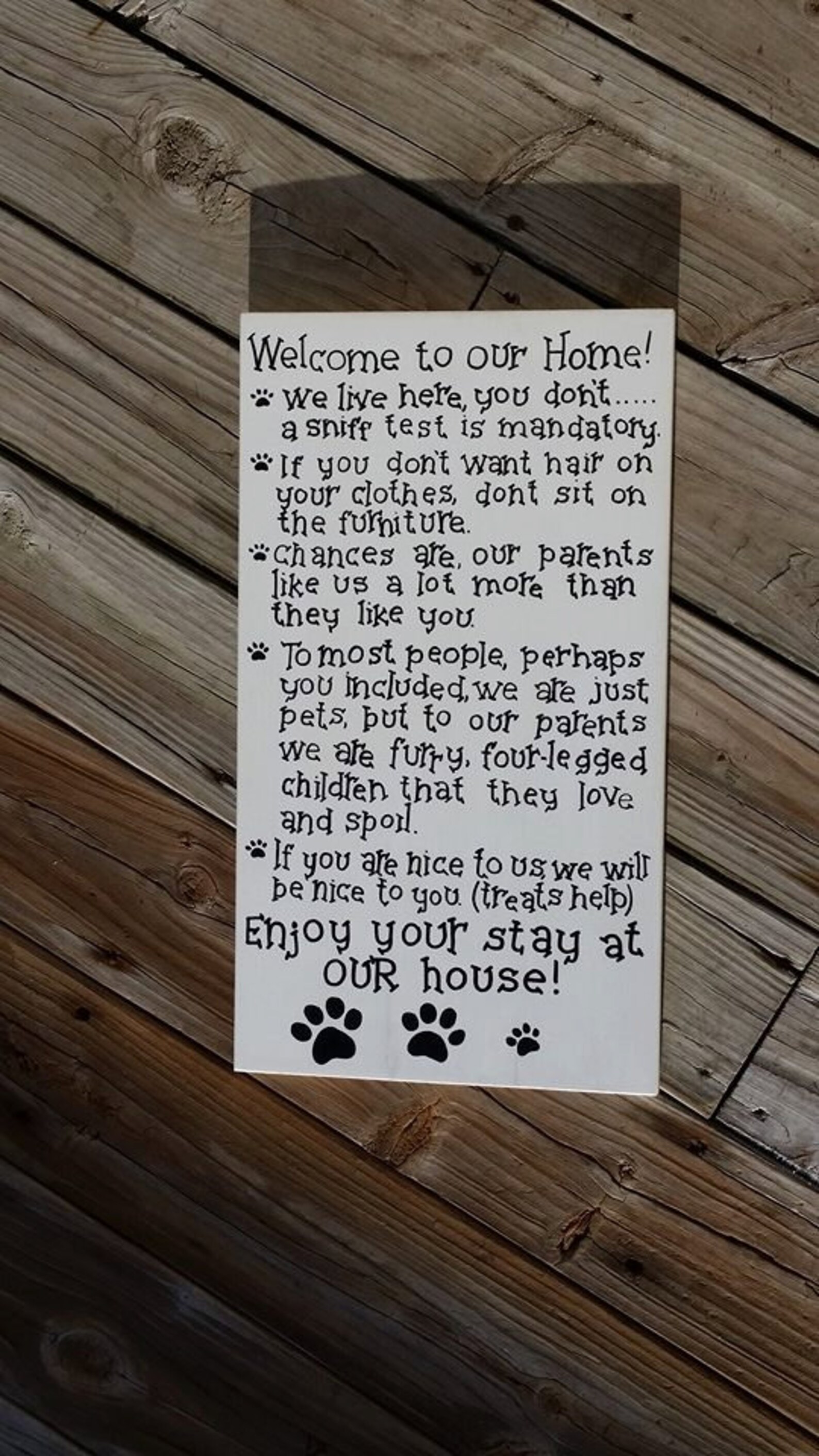 Wooden Dog Sign Pet Rules For The Home Rules for Non Pet Etsy