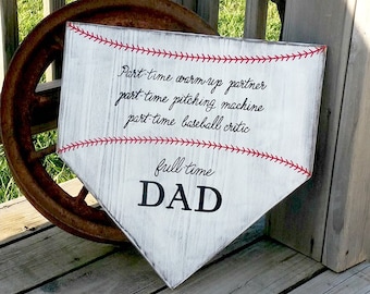 Baseball Sign - Homeplate Sign - Baseball Dad Gift - Home Plate Wall Sign - Sports Sign - Softball Decor - Gift for Dad Father - Coach
