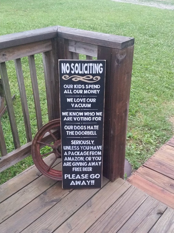 no soliciting sign wooden front door sign front porch sign etsy