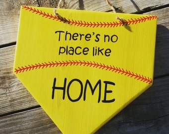 Softball Sign - Theres No Place Like Home - Wooden Softball Sign - Home Plate Wall Decor - Gift for Softball Player - Girls Softball Decor