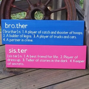 Brother Sister Signs - Set of Wooden Signs - Nursery Wall Decor - Baby Gift - Kids Room Wall Art - Gift for Brother Sister - Wall Plaque