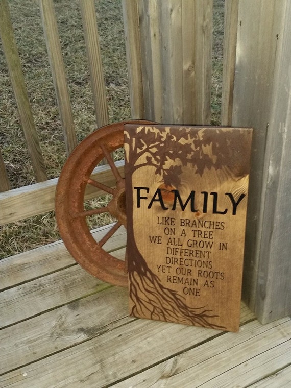 Wooden Family Sign Family Roots Sign Stained Rustic Sign Etsy