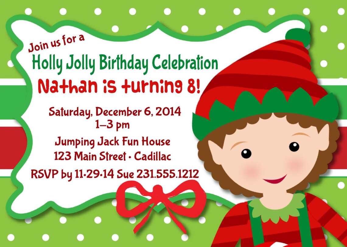 Christmas Elf Invitation Elf Christmas Invitations | Etsy