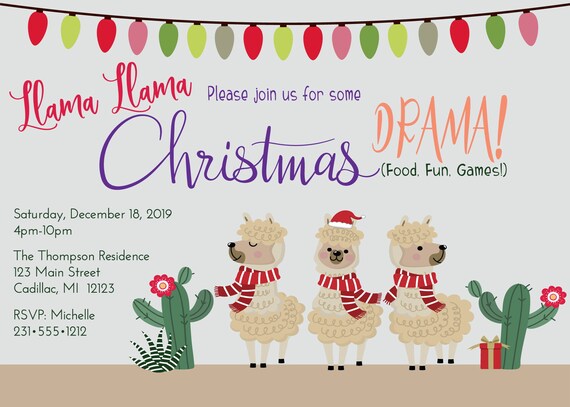 Southwestern Christmas Invitation • Holiday Christmas Party • Cute Llama Christmas Invite, Printable, Digital File, 1179 Il_570xn