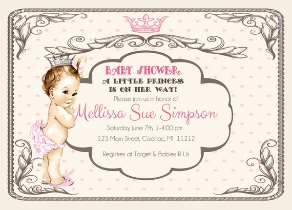 Baby Shower Invitation - Princess Baby Shower Invitation - DIY Party Invite Il_570xn