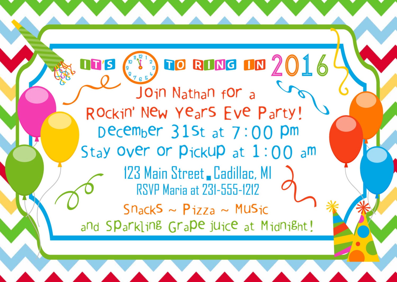 new year's party invitation 2015 party invitation kids etsy