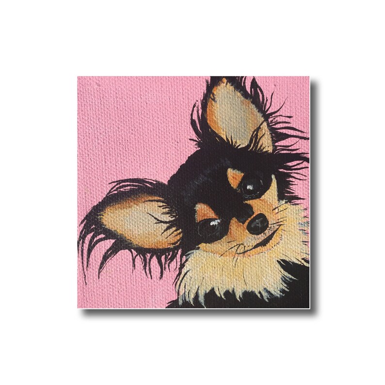 Long Haired Chihuahua Puppy Acrylic Pet Portrait Print 6x6 Etsy