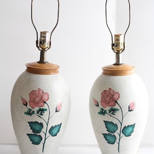 Vintage Table Lamps / Roses Pottery Lamps / Home Decoration/ Set of 2