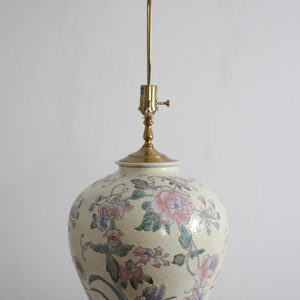 Vintage Large Floral Ginger Jar Table Lamp / Asian Porcelain Flower Table Lamp / Lighting / Vintage Home Decoration image 6