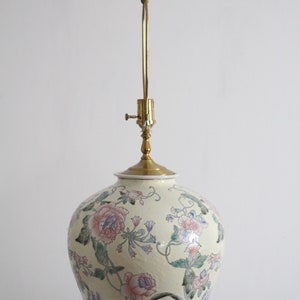 Vintage Large Floral Ginger Jar Table Lamp / Asian Porcelain Flower Table Lamp / Lighting / Vintage Home Decoration image 5